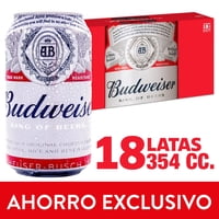 Cerveza Lager Latas Pack 18 Un X 354 Ml C/U Budweiser