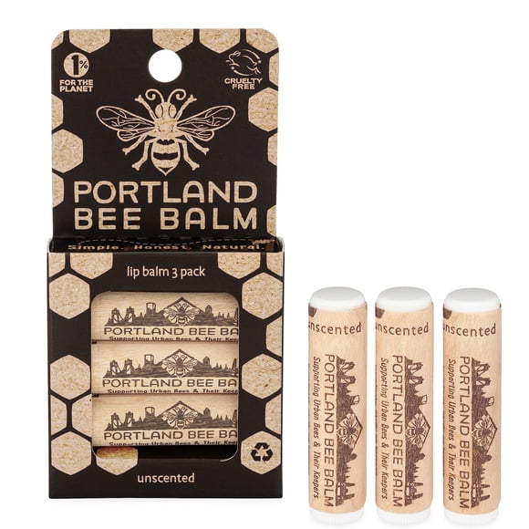Bálsamo labial Portland Bee Balm sin perfume, 3 unidades, totalmente natural