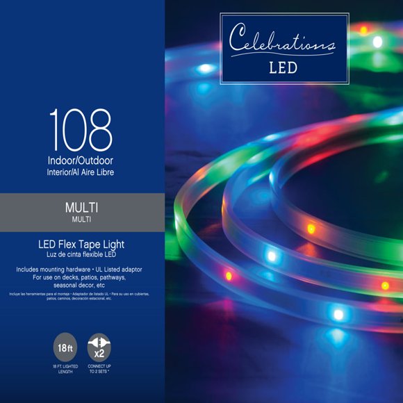 Luces de Navidad LED para celebraciones, multicolor, 108 quilates, 5,5 m