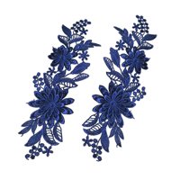 Bothyi - 2 Apliques De Encaje Con Bordado De Flores Para Boda, Vestido De Fiesta, Ropa, Azul Oscuro