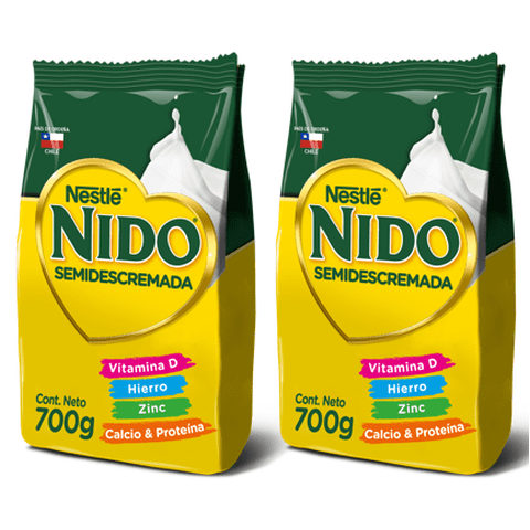Pack Leche En Polvo Nido® Semidescremada Bolsa 700G X2