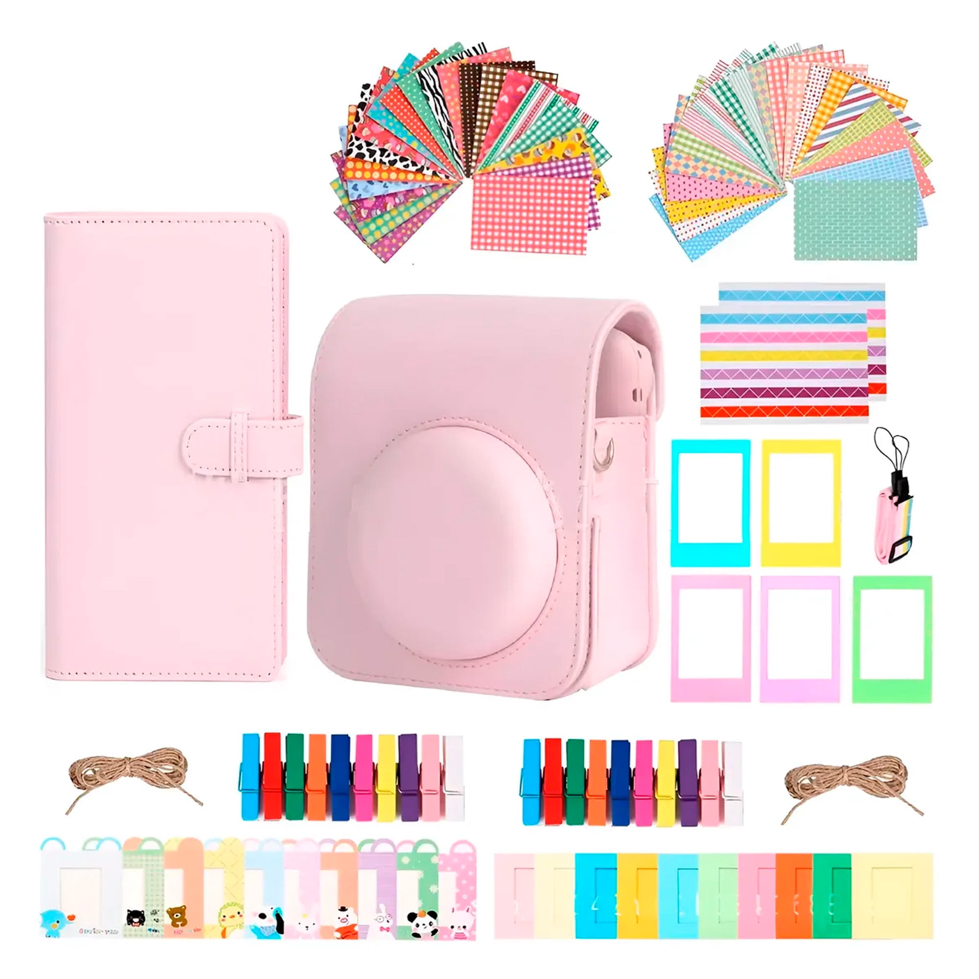 Mgm Importaciones - Estuche Camara Apto Para Instax Mini 12 + Accesorios Rosado