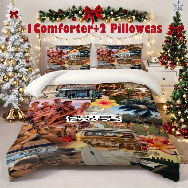 3pcs Summer Beach Surf Printed 3pcs Bedding Set Soft Duvet Cover with 2 Pillowcases All Season Comfort