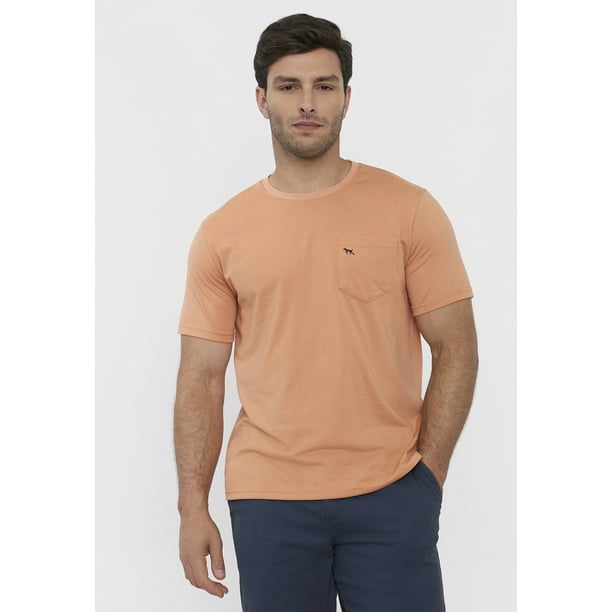 Polera Hombre Cneck Bolsillo Naranjo Corona