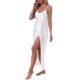 thumbnail image 4 of INSPIRE CHIC Camisón de Satén para Mujer Largo con Encaje de Seda Escote en V Vestido de Dormir con Abertura Frontal y Tirantes Ajustables S Blanco, 4 of 6