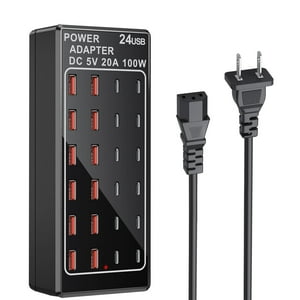 Estación De Carga Usb C Debangsi 24 Puertos 100 W (20 A) Negra