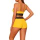 thumbnail image 3 of Conjuntos de Bikini de Mujer de Color Contrastante 2 Piezas Traje de Baño de Cintura Alta con Cuello Redondo Grande Amarillo, 3 of 5