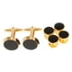 thumbnail image 1 of Gemelos De Camisa Con Botones Y Cuello De Esmoquin Para Hombre, Traje De Vestir Formal, Dorado Y Negro, 1 of 2