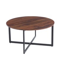 Klik Muebles - Mesa De Centro 80Cm Redonda - Madera Oscura Walnut