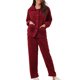 thumbnail image 1 of INSPIRE CHIC Conjunto de Pijama de Felpa Esponjosa para Mujer Cómodo con Mangas Largas, Botones, Bolsillos y Cintura Elástica L Rojo, 1 of 6
