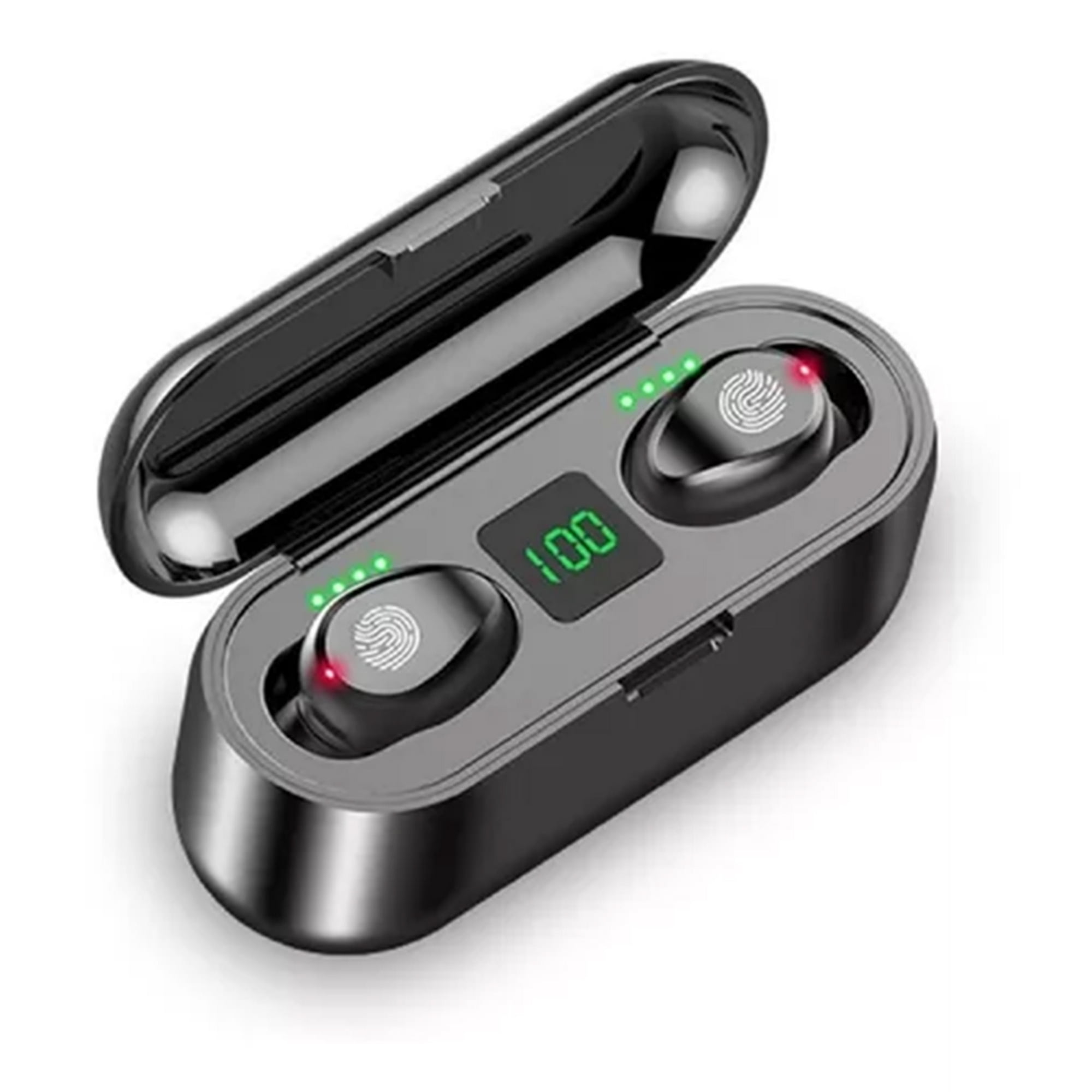 Veat00l - F9 Auricular Inalámbrico Bluetooth 5.0 Pantalla Digital Led Compacto Mini Negro Impermeable