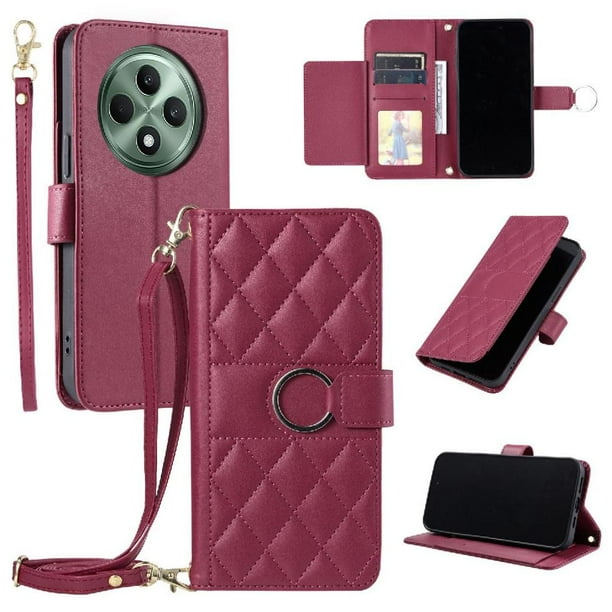 Funda tipo billetera FOXDOCK para OPPO Reno 12F – Tapa abatible con correa para mujer