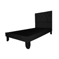 Mueblart - Base De Cama Con Respaldo A Piso 1.5 Plazas Negro Felpa