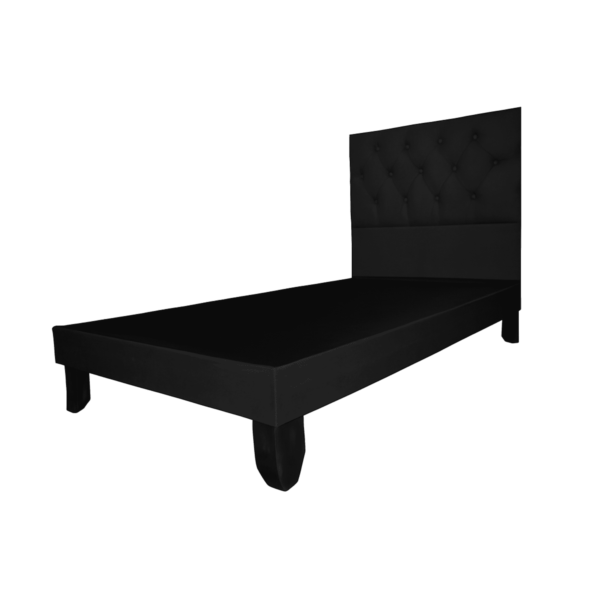 Mueblart - Base De Cama Con Respaldo A Piso 1.5 Plazas Negro Lino