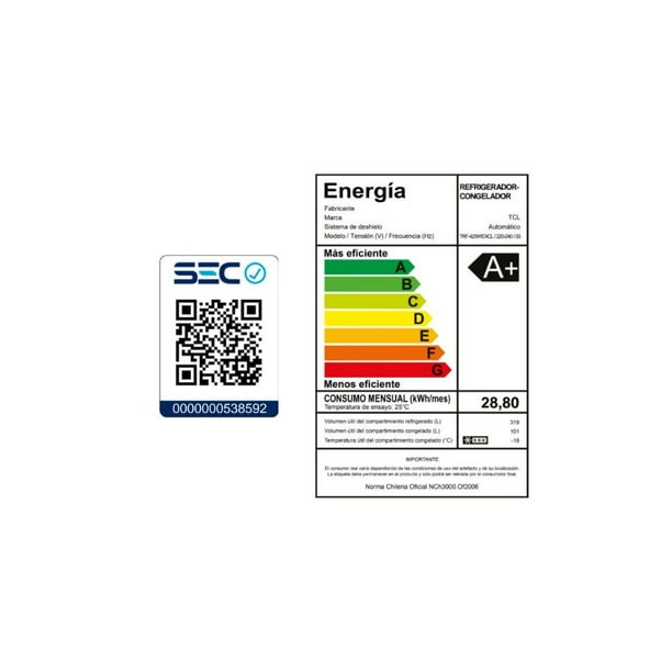 Refrigerador Top Mount TCL 420 Litros P425TM | Lider
