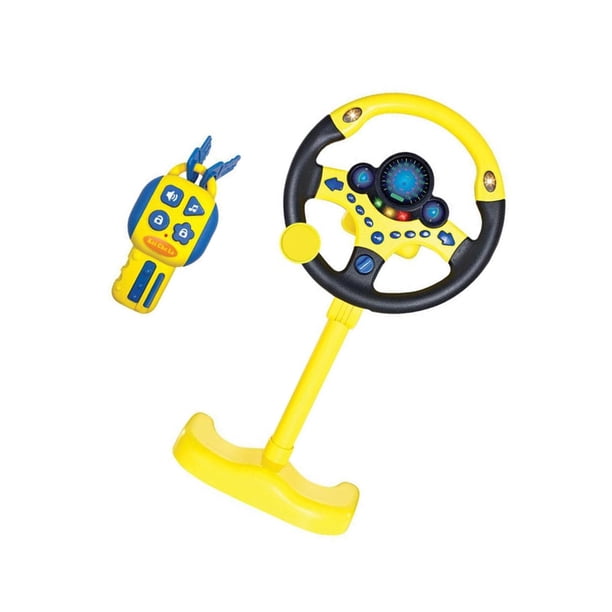 Volante de juguete de simulación de conducción, juguetes interactivos de conducción eléctrica, juguete con sonido, música y luz para regalos de niños Amarillo