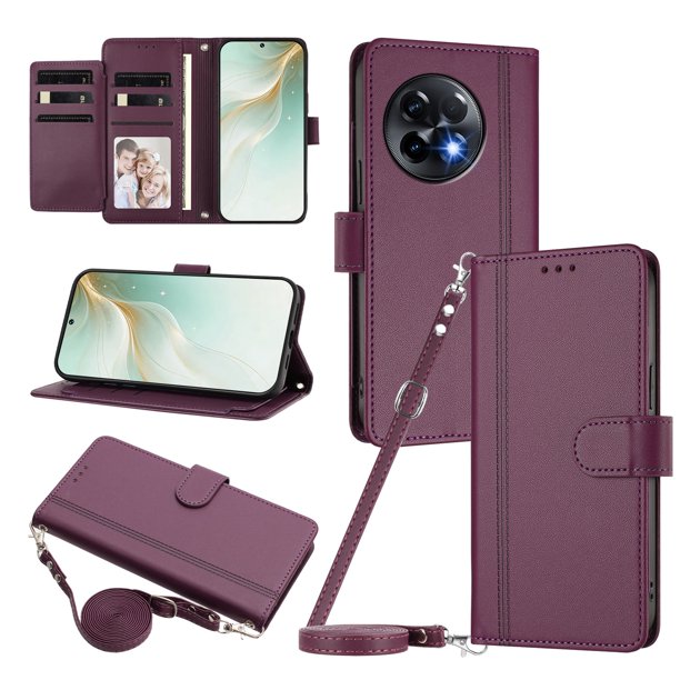 Funda Tipo Libro para OnePlus 11R 5G con Ranuras para Tarjetas, Morado Oscuro
