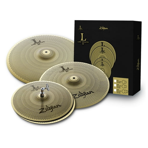 Set de platillos Zildjian L80 Low Volume LV468 Hi-Hats de 14 pulgadas + 16 pulgadas+ 18 pulgadas Crash Ride