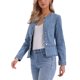 thumbnail image 4 of INSPIRE CHIC Chaqueta de Mezclilla para Mujer sin Cuello con Dobladillo Peplum, Botones, Manga Larga, Azul Claro, Talla M, 4 of 6