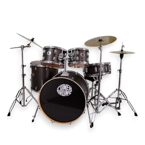 Set Batería Acústica Con Platillos Guzel Power Drums JJ-5 BKM