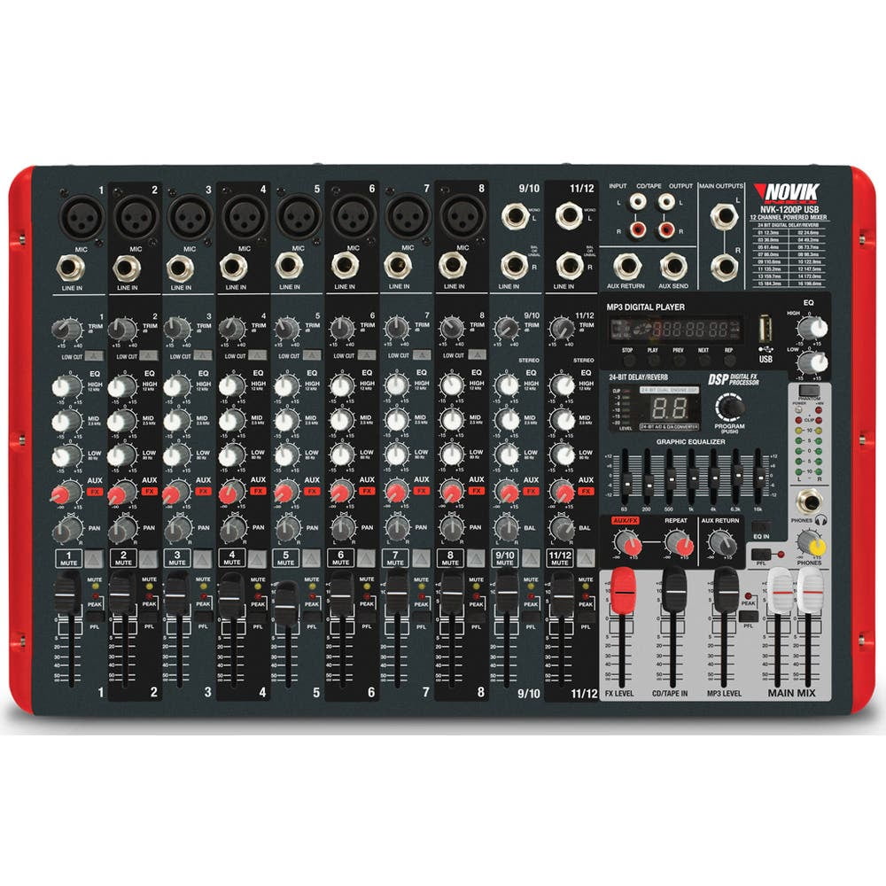 Mixer Amplificado 8 Canales 300wx2 Usb Novik