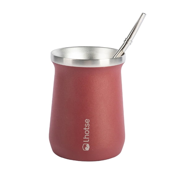 Mate Acero Inoxidable con Bombilla Lhotse rojo