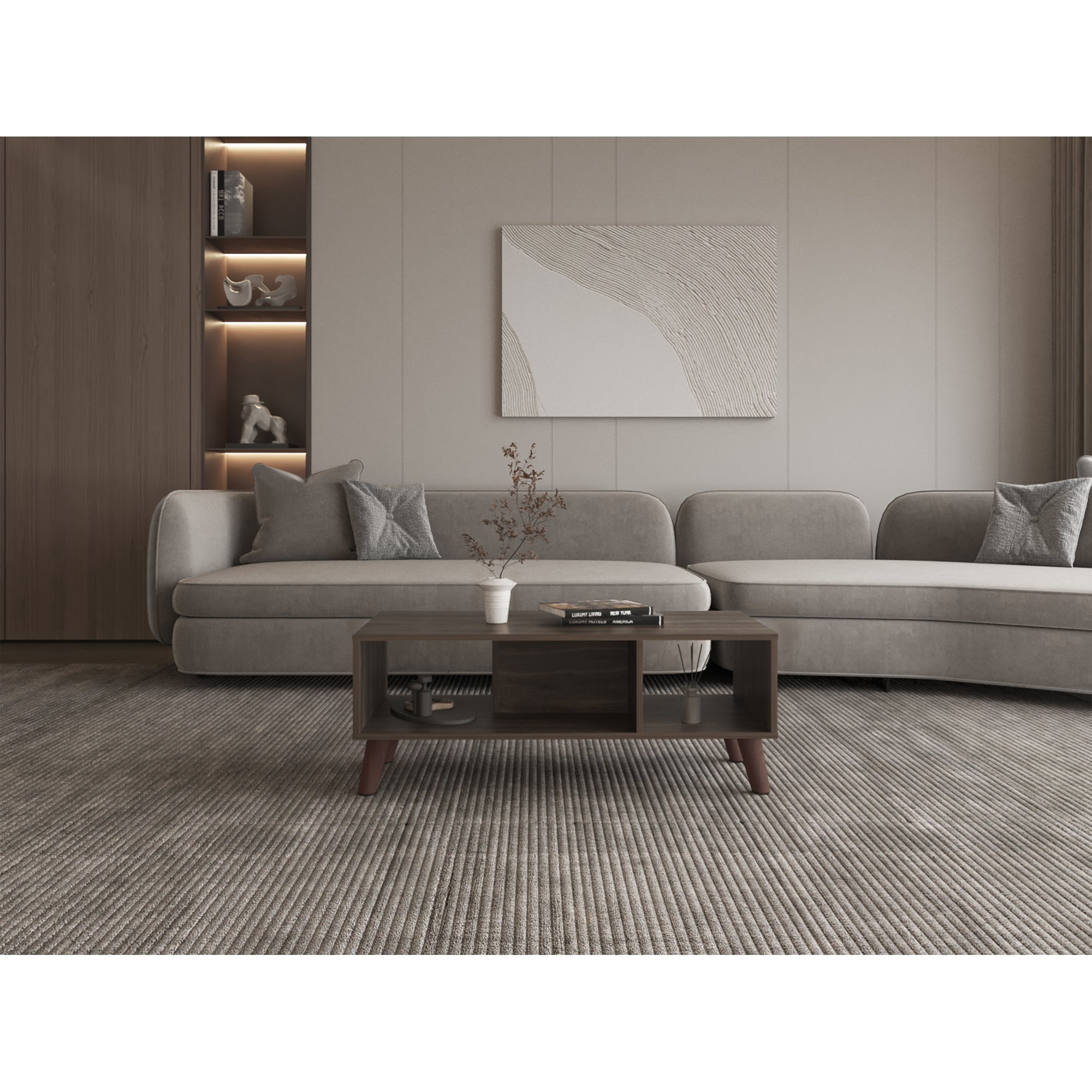 Tuhome - Mesa De Centro Cincinatti 40x101,1x47 Cm Coñac