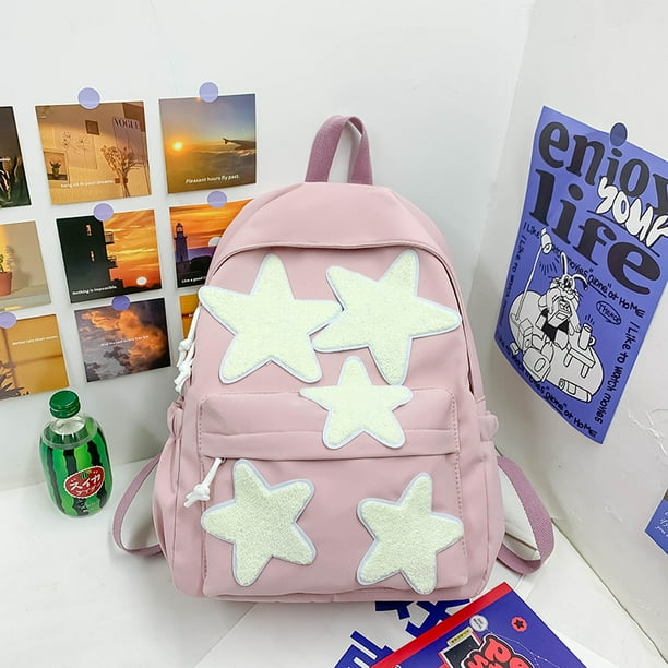 Gusure Star Designer Canvas Backpack Fashion Young Girls School Bags Teenage Casual Large Capacity Shoulder Bag Bookbag