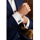 thumbnail image 4 of Colleras Gemelos Camisa Cilindricos Rayas Negro Y Plata Plateado, 4 of 5
