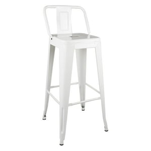 Castletec - Taburete Piso Metal Tolix Para Con Respaldo Lf5-03Hb - Blanco