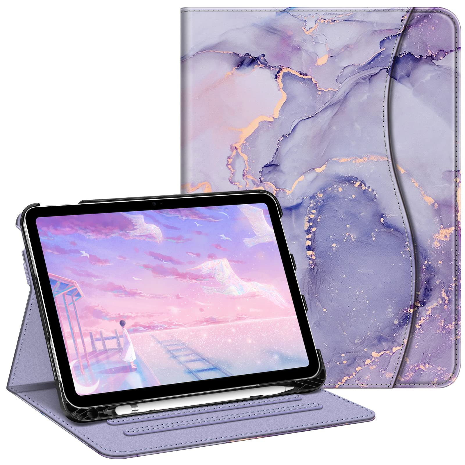 Funda Fintie Para Ipad 10ª Generación De 10.9 Pulgadas (2022), Color Lila Y Mármol