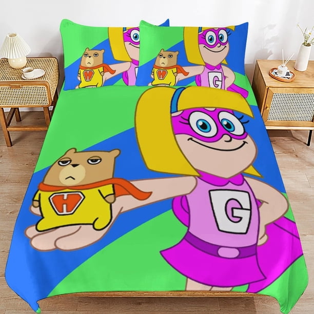 Hamster & Gretel Cartoon Bedding Sets Ultra Soft Skin-Friendly Duvet Cover 3 Piece, Cute Comforter Cover Bed Set for Boys Girls Kids