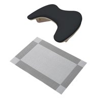 Ioensy - Reposabrazos En Forma De U De Cuero Pu, Reposamanos Para Uñas, Salones De Bricolaje Para El Hogar, Uñas Acrílicas Negras Con Estera Gris