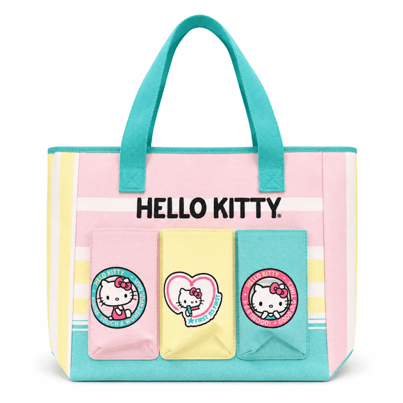 Bolso Playero Grande de Tela Diseño Hello Kitty Colores Variados