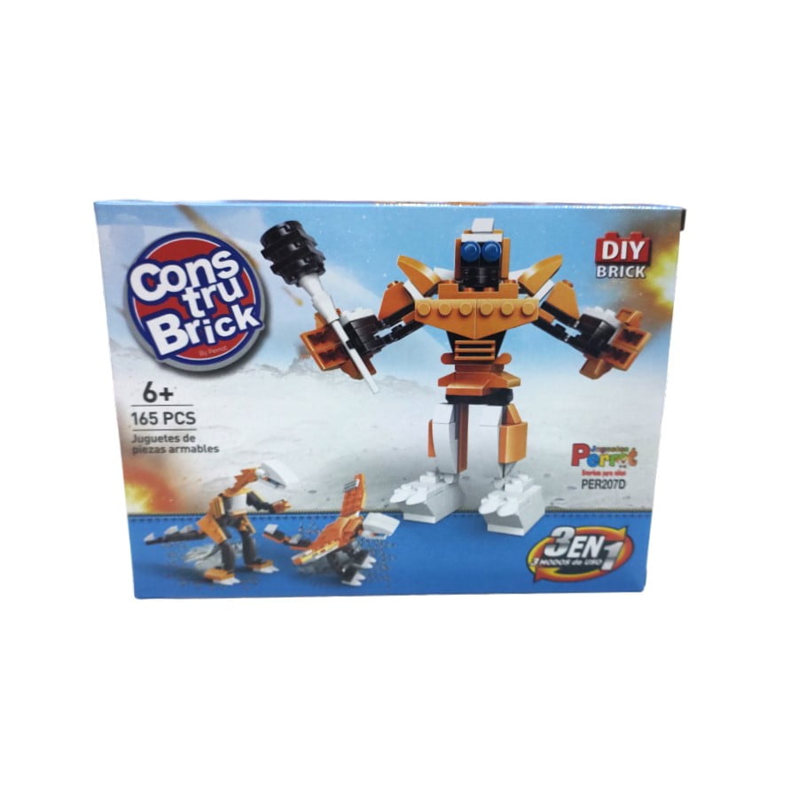 Juguetes Perrot - Construbrick Mega Robot Naranja 3 En 1, 165 Pzas