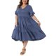 thumbnail image 4 of Agnes Orinda Vestidos de Muñeca para Mujer Talla Grande Escuela Colegio Cuello en V Manga con Volantes Verano Vestido con Vuelo en Capas con Bolsillos 2X Azul Marino, 4 of 5