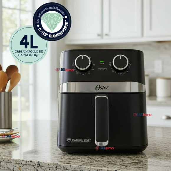 Oster® Freidora de Aire Manual, Recubrimiento Oster® DiamondForce, 4L de Capacidad, con Controles de Tiempo y Temperatura, CKSTAF401MDF