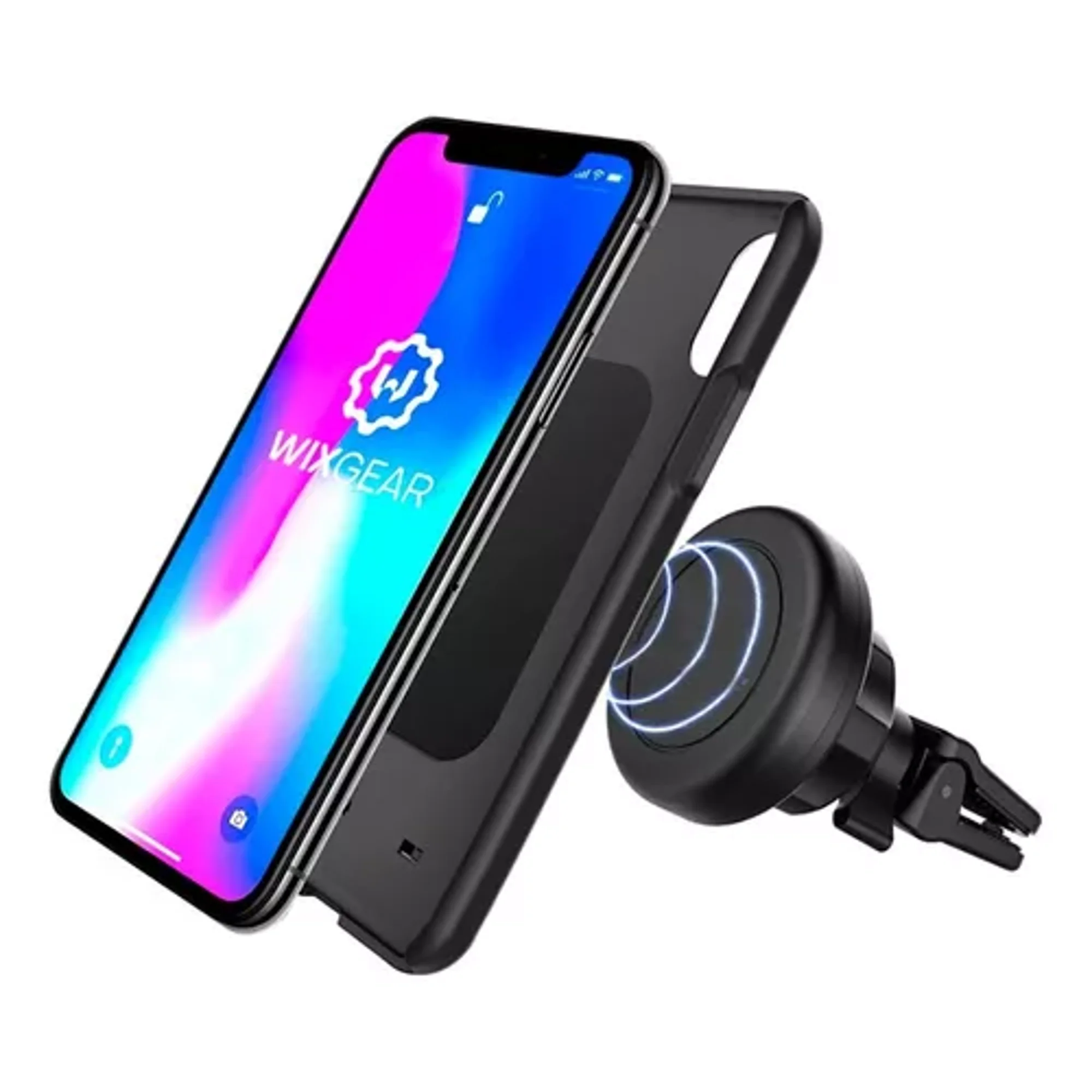 Mundo Accesorios - Soporte Celular Auto Porta Magnético Fijo Adherible Negro