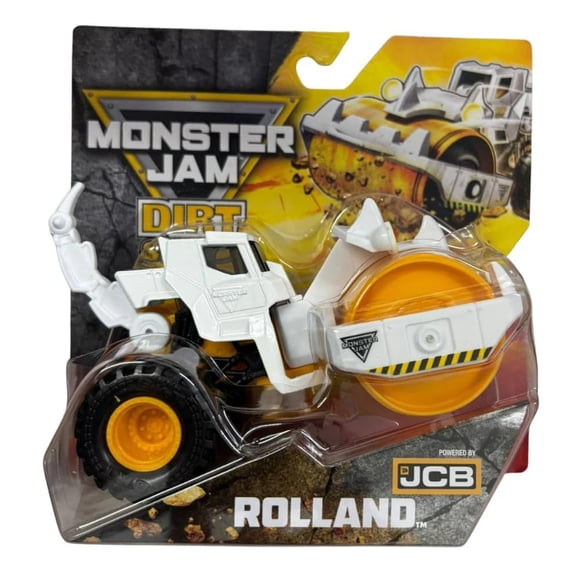 Vehículo fundido Monster Jam Rolland a escala 1:64 con JCB