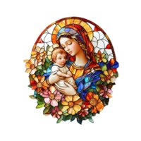 Magideal - Virgen María Sosteniendo El Niño Jesus Jesús Condición, Ajunto Estático, Calcomanía De Pegatinas De Vidrio Para El Dormitorio Festival De Primavera