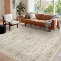 Alfombra Area Rugxara, Lavable, 160 X 200 Cm, Vintage, Color Crema Neutro