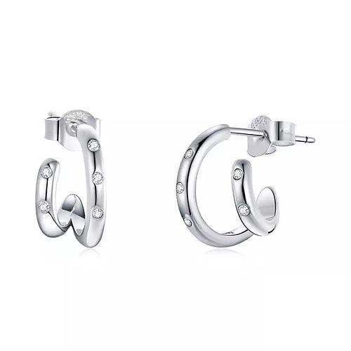 Aros Plata Mujer Doble Argolla Circones