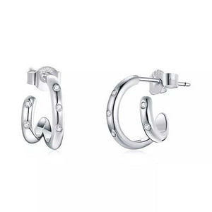 La Garza - Aros Plata Mujer Doble Argolla Circones