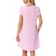 thumbnail image 3 of INSPIRE CHIC Vestido de Dormir para Mujer con Cuello en V, Manga Corta, Abertura Lateral y Ribete en Contraste para Primavera Verano XL Rosa, 3 of 6