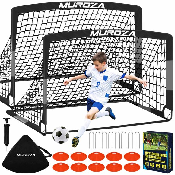 Set de 2 porterías de fútbol MUROZA Pop Up con pelota y conos