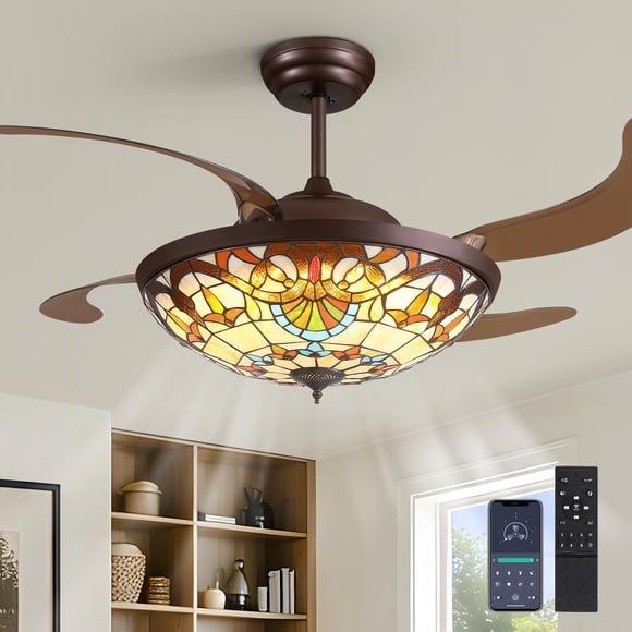 Ventilador de techo APBEAMLighting 132 cm Tiffany LED 63 W