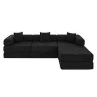 M&Ms - 108'' Modular Sectional Sofa With L-Shape Chaise, Boneless Cloud Couch With Deep Seat, Sponge Compression Sofas No Assembly Required, Modern Sofa Fold-Out Sofa Bed,With Removable Backrest, (Black)