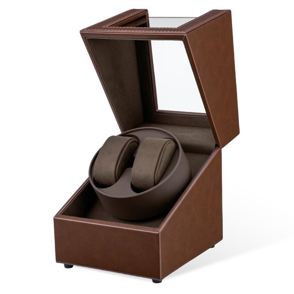 Enrollador de Relojes Mcbazel Doble Piel PU Marrón 17x15x14 cm