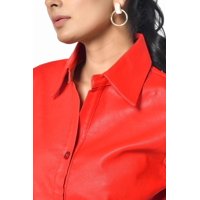 Camisa Cuero Sharo Roja Mujer