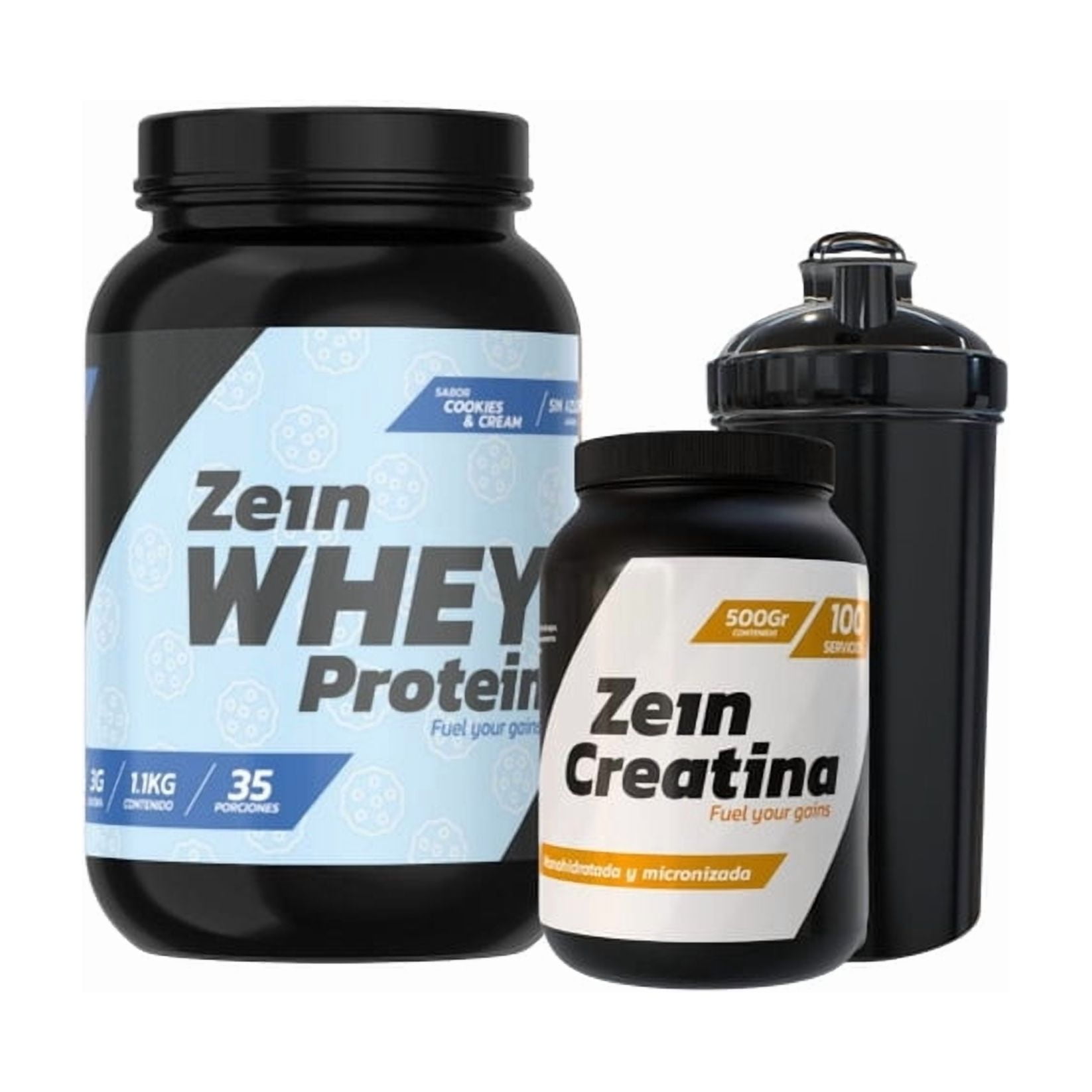 Zein - Pack Proteina Whey Cookies And Cream 1 1kg + Creatina 500gr